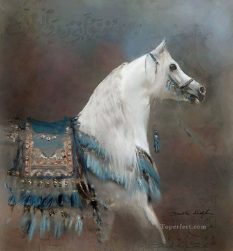 caballo blanco animal árabe Pinturas al óleo